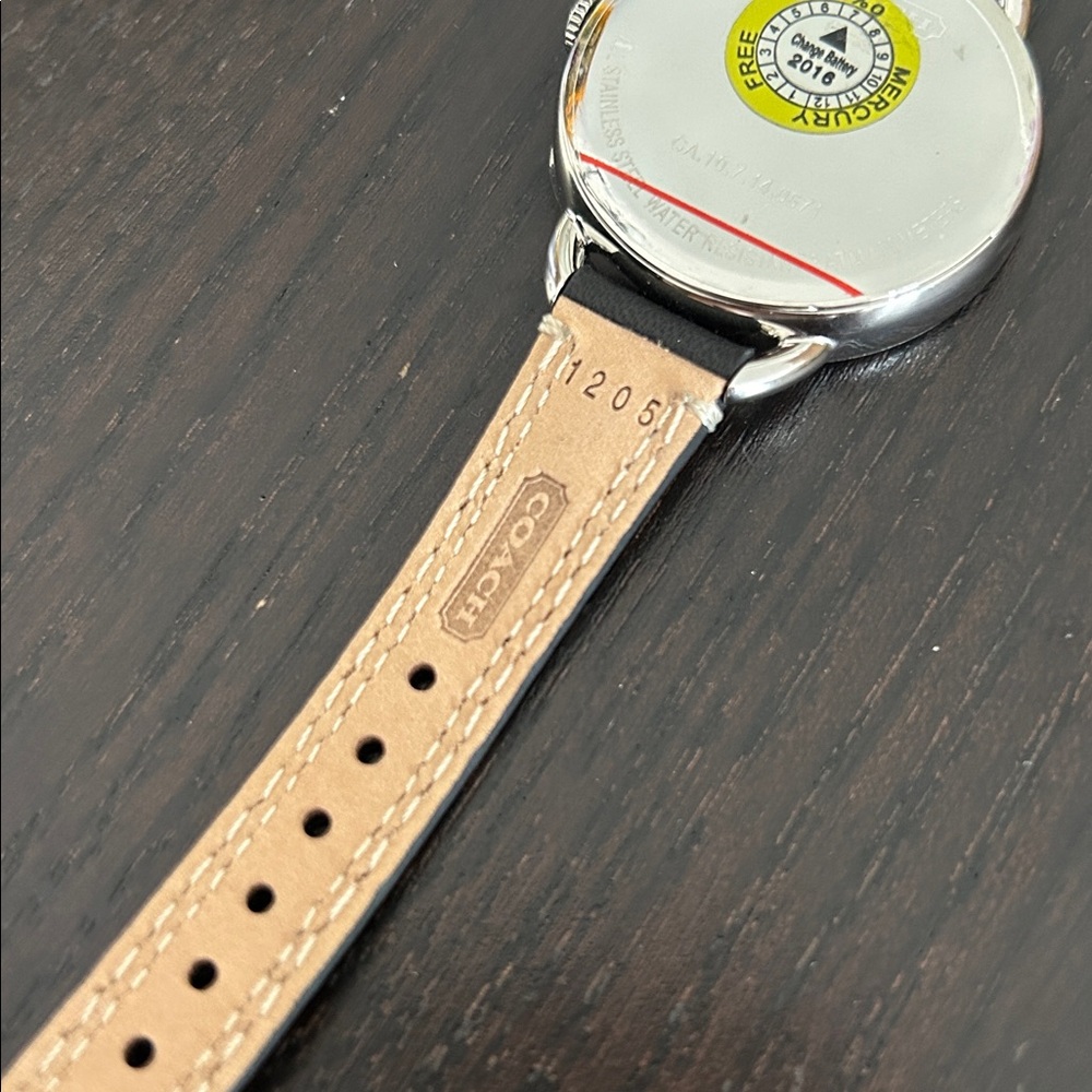 Coach Black Leather Strap Silver-Tone Women’s Watch - Picture 8 of 9